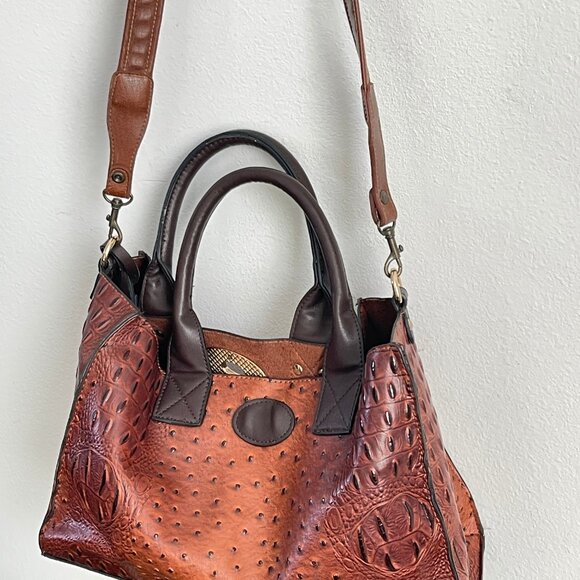 Brown shoulder bag Faux crocodile leather tote bag Women's bags - Picture 3 of 8